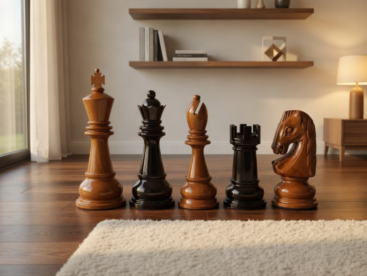 Tropical Giant Chess Escape oversized outdoor chess set in luxury tropical resort environment
