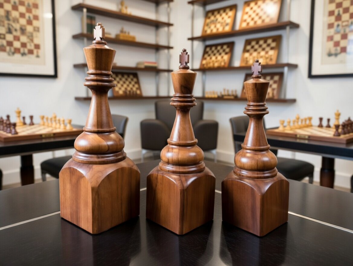 Premium Garden Chess Installation oversized outdoor chess set in luxury tropical resort environment