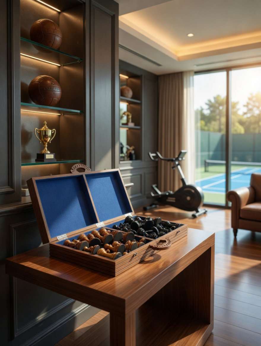 Exclusive Giant Chess Gallery oversized outdoor chess set in luxury tropical resort environment
