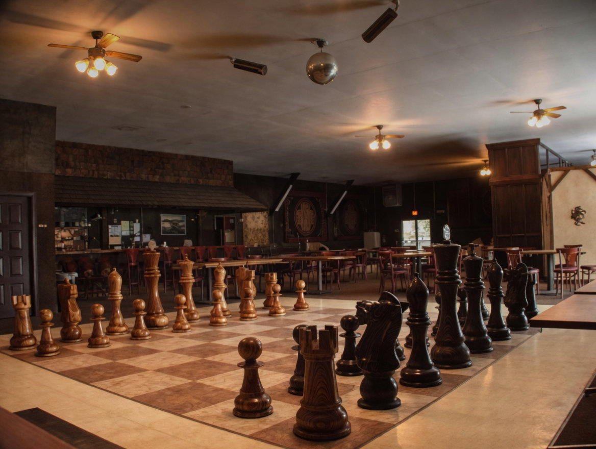 Luxury Resort Giant Chess Experience oversized outdoor chess set in luxury tropical resort environment