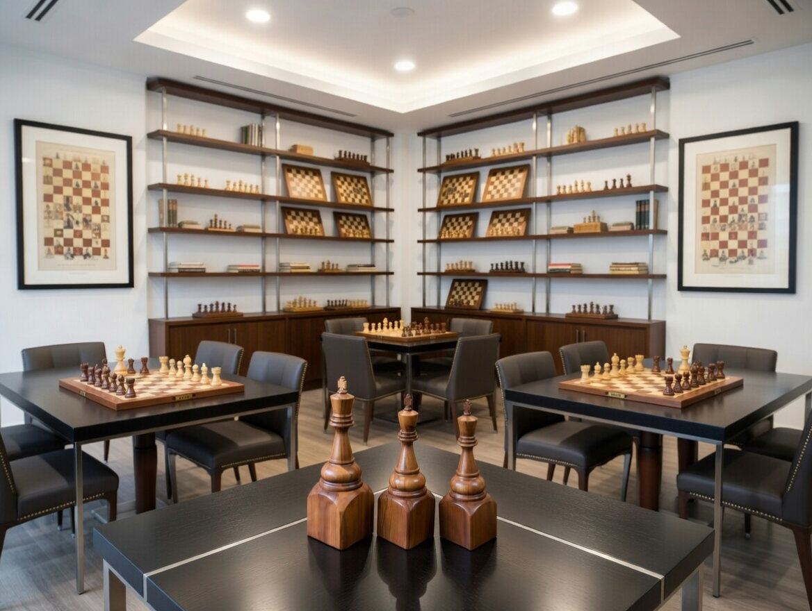 Tropical Giant Chess Escape oversized outdoor chess set in luxury tropical resort environment