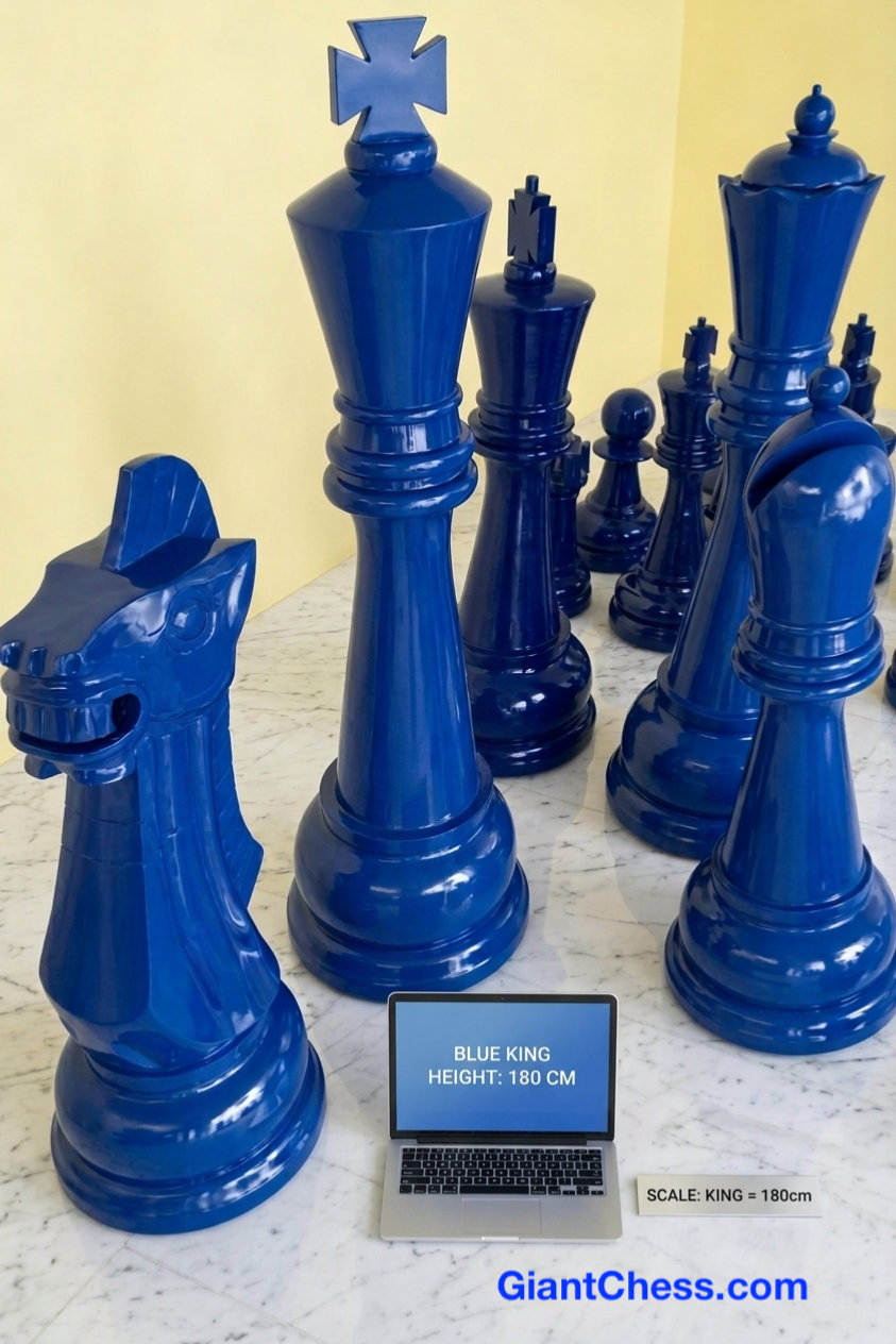 Premium Garden Chess Installation oversized outdoor chess set in luxury tropical resort environment