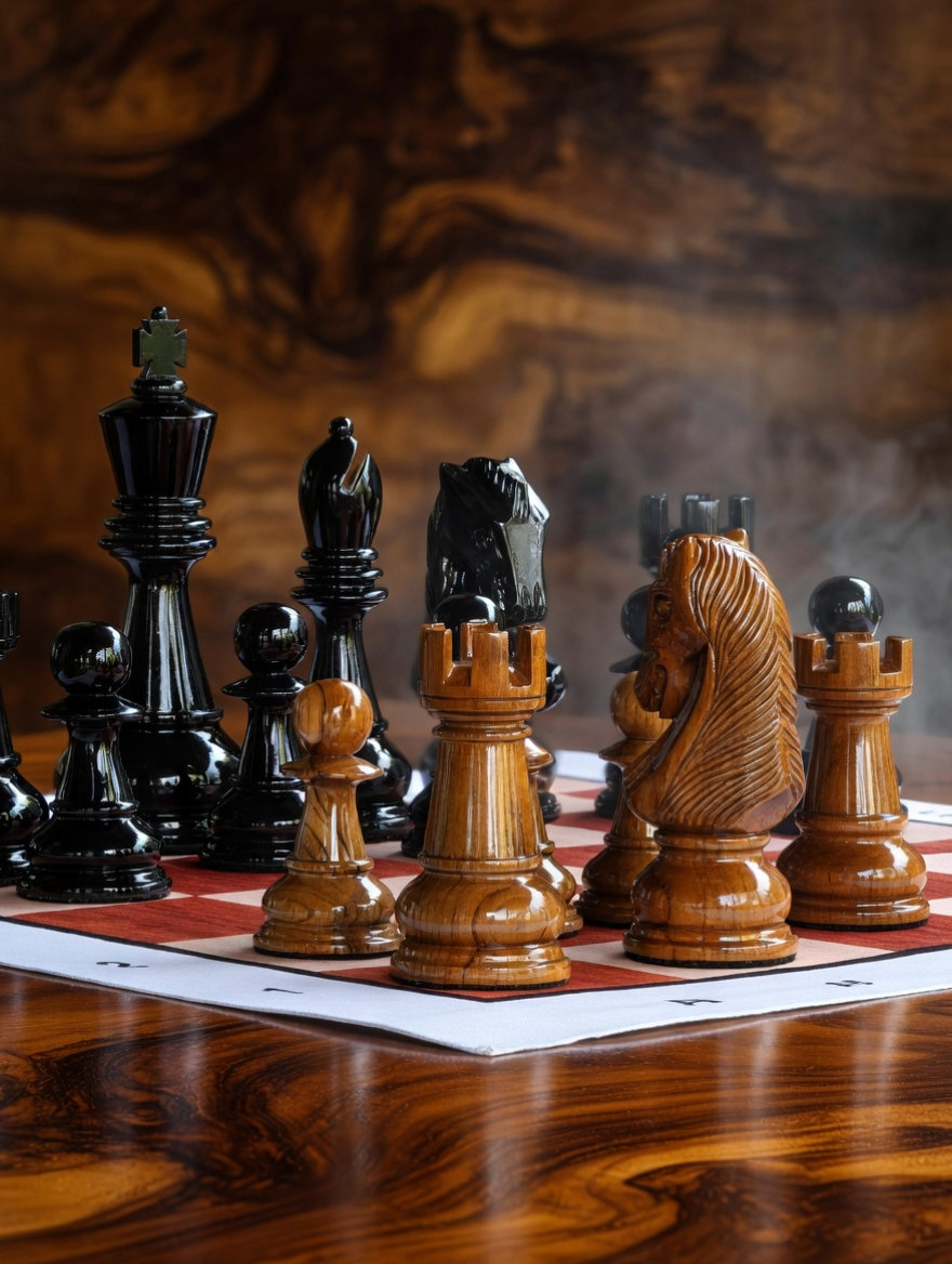 Architectural Giant Chess Design oversized outdoor chess set in luxury tropical resort environment