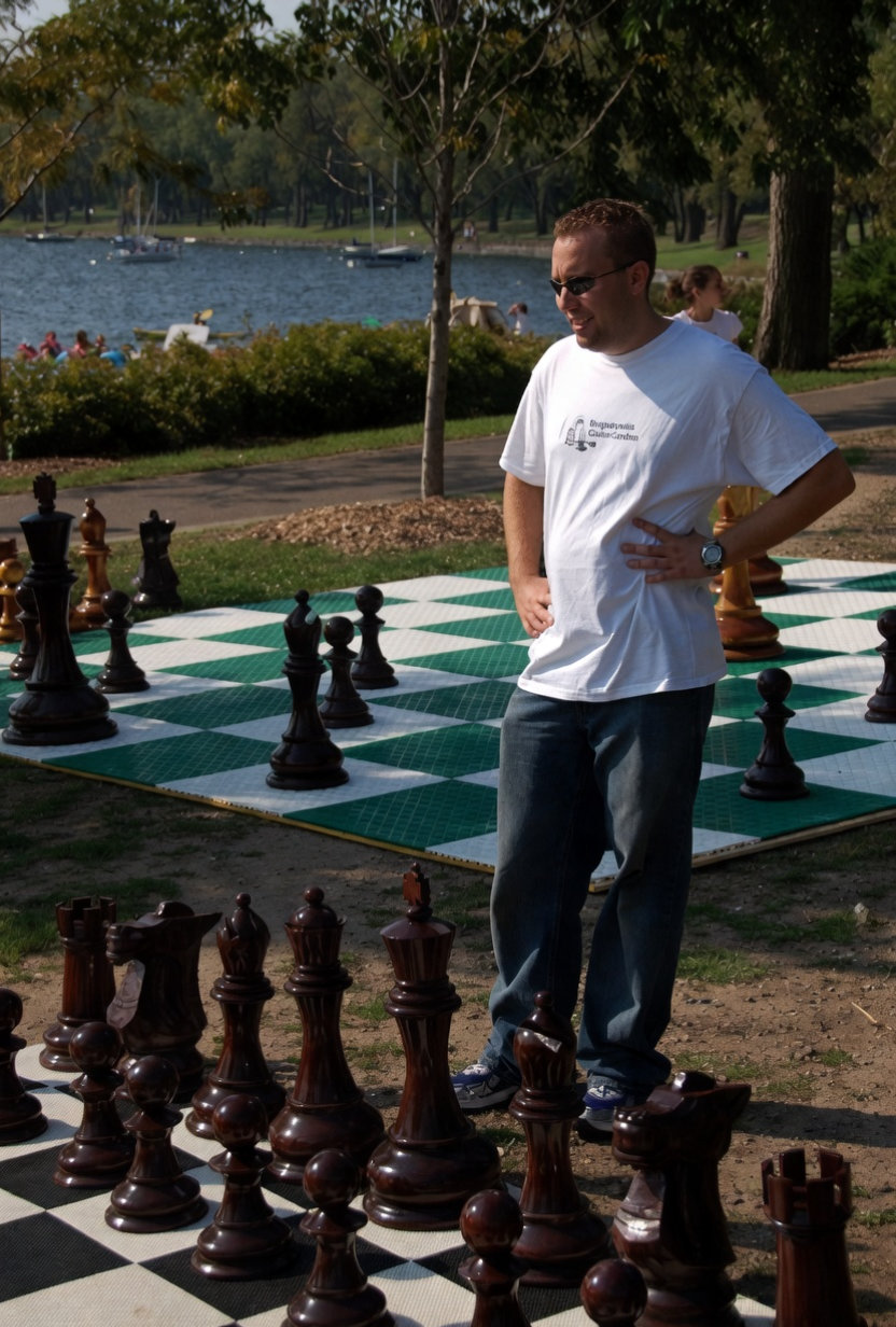 Luxury Resort Giant Chess Experience oversized outdoor chess set in luxury tropical resort environment