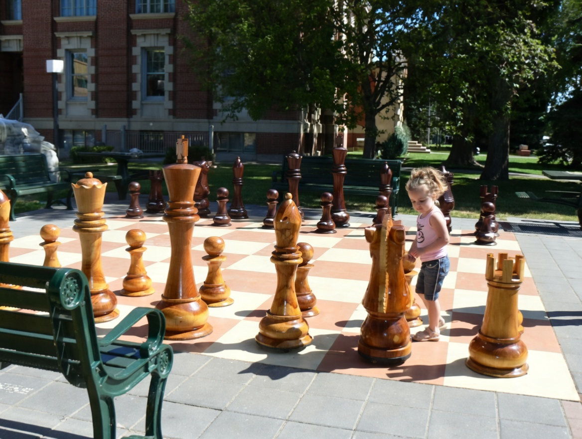 Tropical Giant Chess Escape oversized outdoor chess set in luxury tropical resort environment