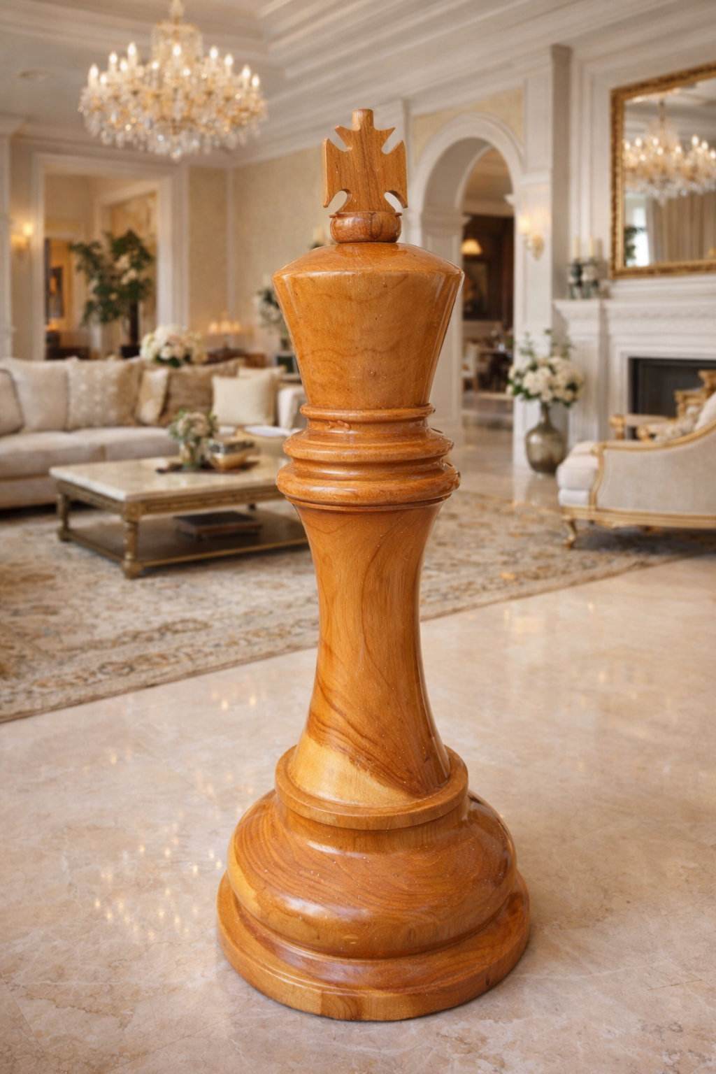 Handcrafted Giant Chess Showcase oversized outdoor chess set in luxury tropical resort environment