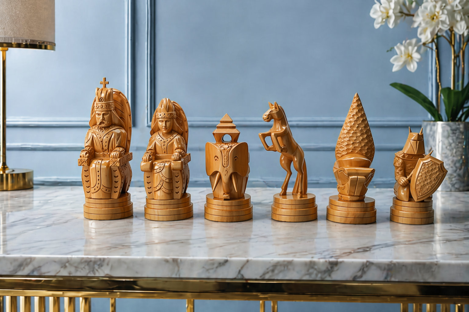 Architectural Giant Chess Design oversized outdoor chess set in luxury tropical resort environment