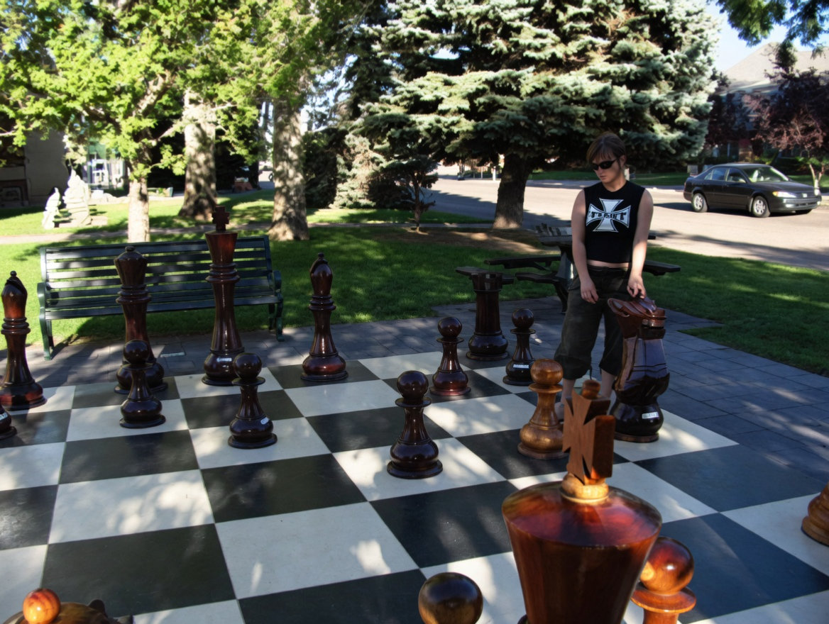 Handcrafted Giant Chess Showcase oversized outdoor chess set in luxury tropical resort environment