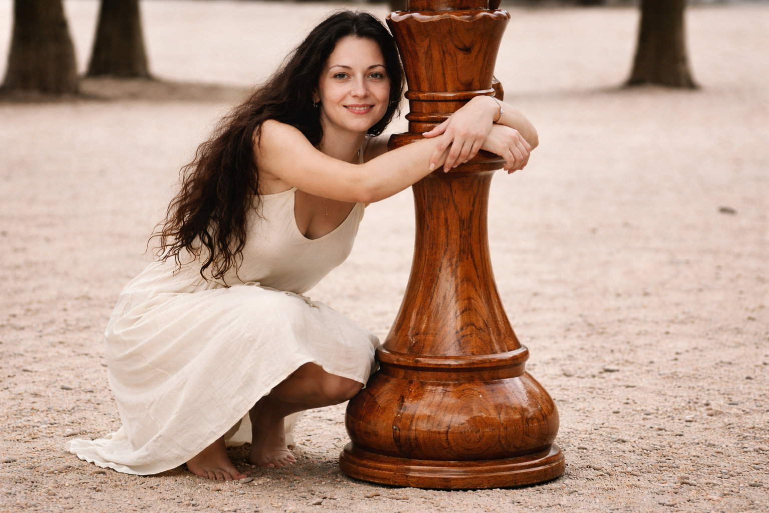 Tropical Giant Chess Escape oversized outdoor chess set in luxury tropical resort environment