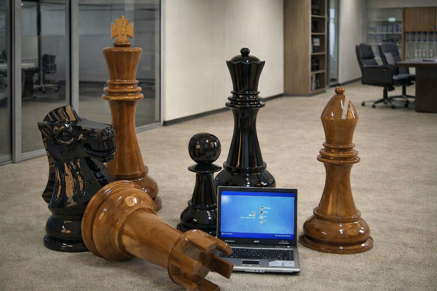 Tropical Giant Chess Escape oversized outdoor chess set in luxury tropical resort environment