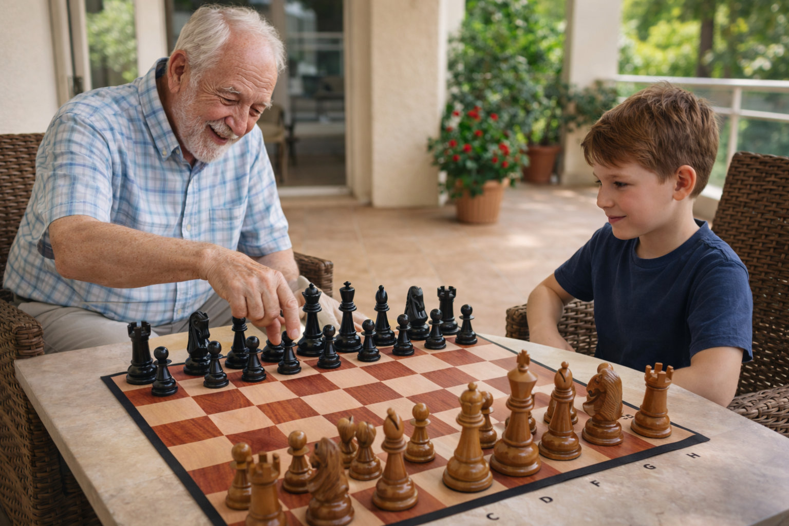 Handcrafted Giant Chess Showcase oversized outdoor chess set in luxury tropical resort environment