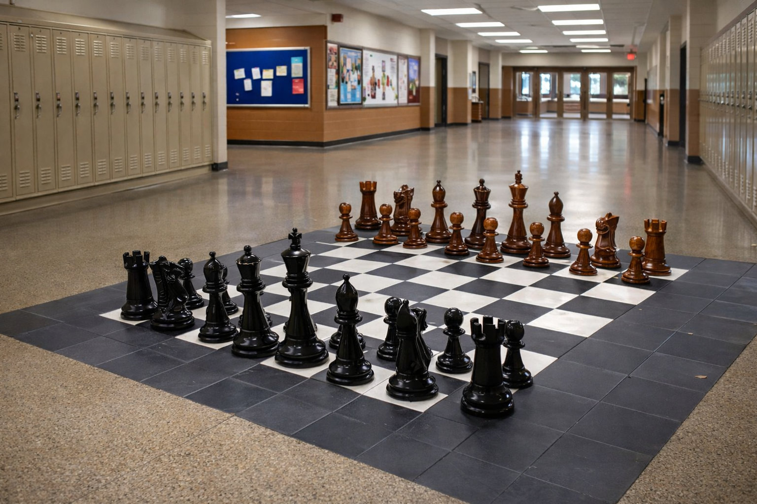 Architectural Giant Chess Design oversized outdoor chess set in luxury tropical resort environment