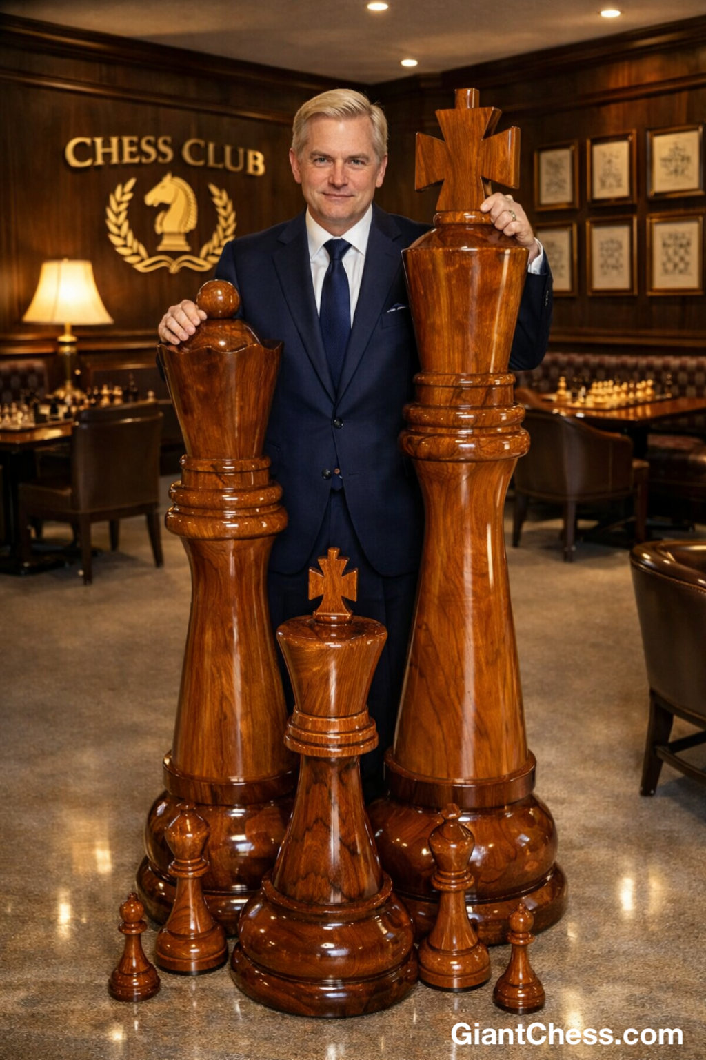 Elegant Outdoor Chess Collection oversized outdoor chess set in luxury tropical resort environment