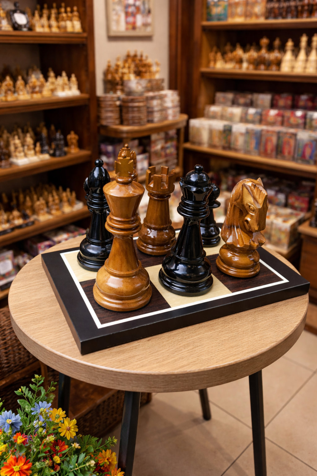 Handcrafted Giant Chess Showcase oversized outdoor chess set in luxury tropical resort environment