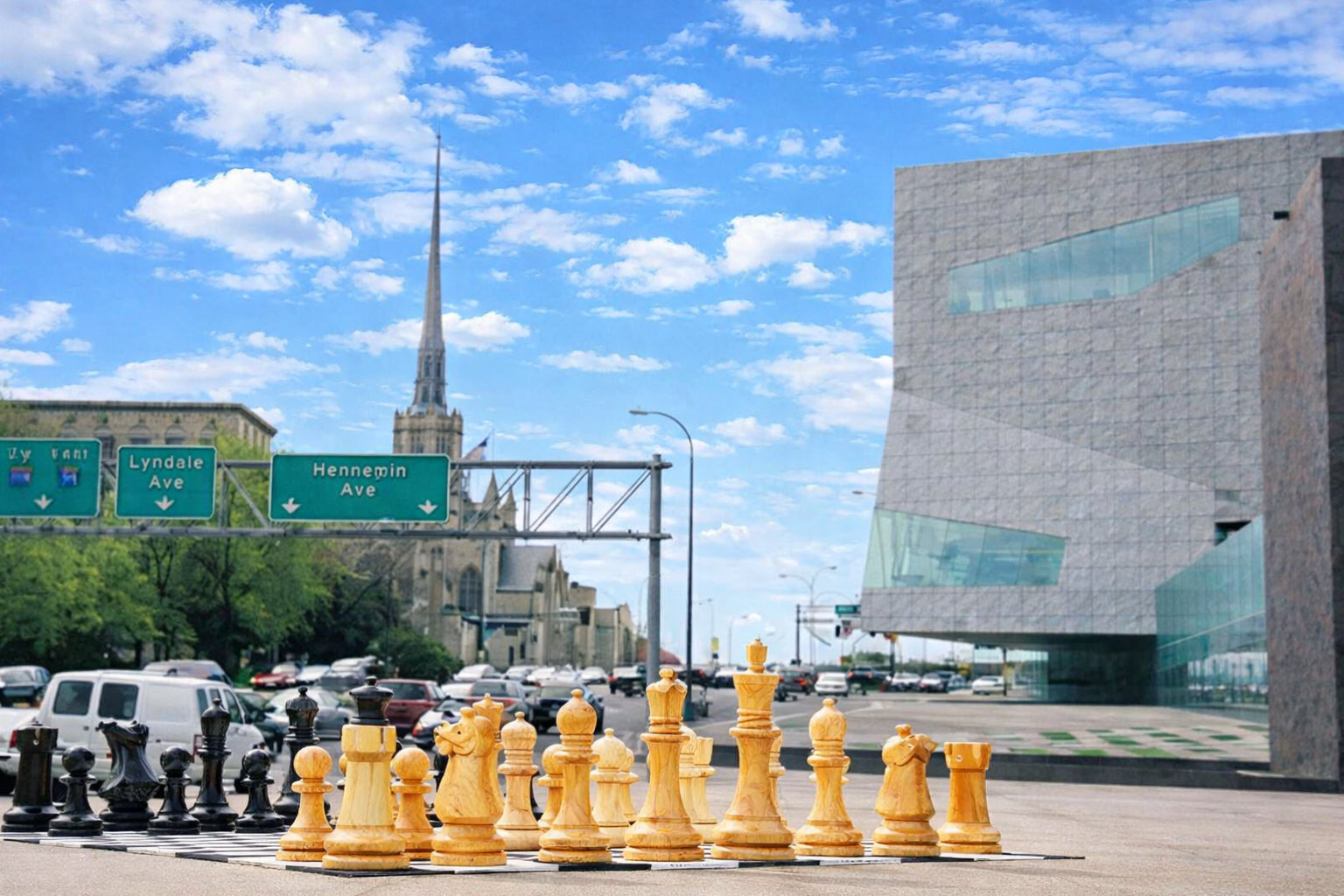 Modern Luxury Chess Lifestyle oversized outdoor chess set in luxury tropical resort environment