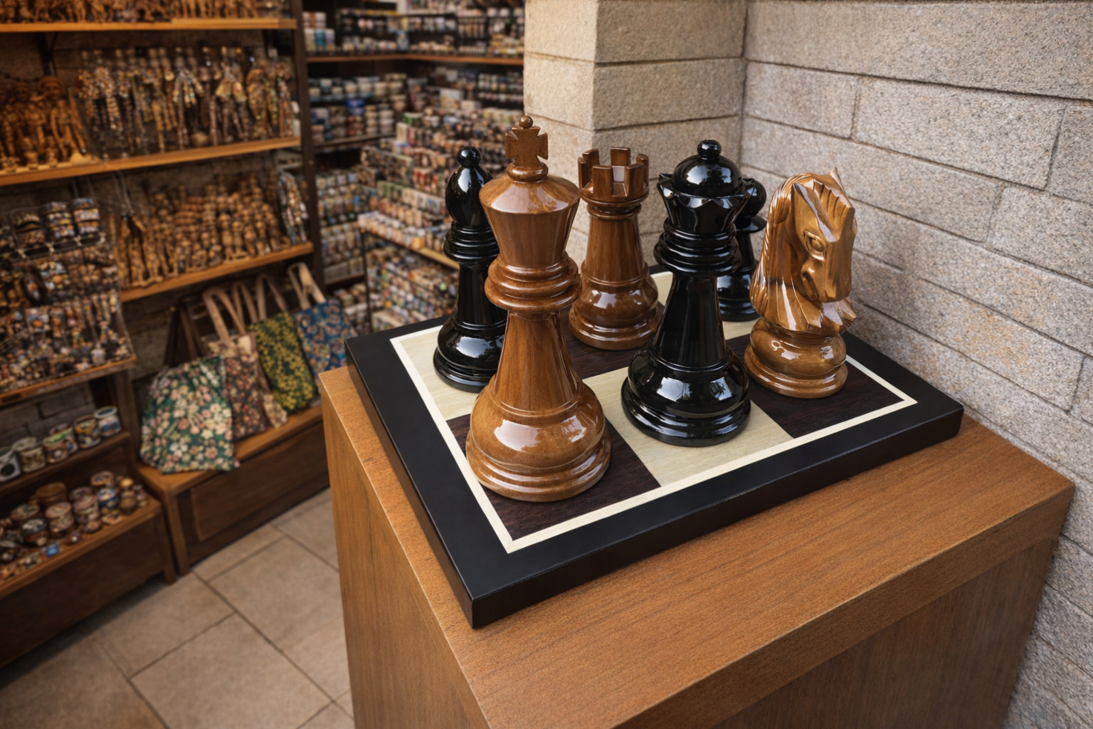 Elegant Outdoor Chess Collection oversized outdoor chess set in luxury tropical resort environment