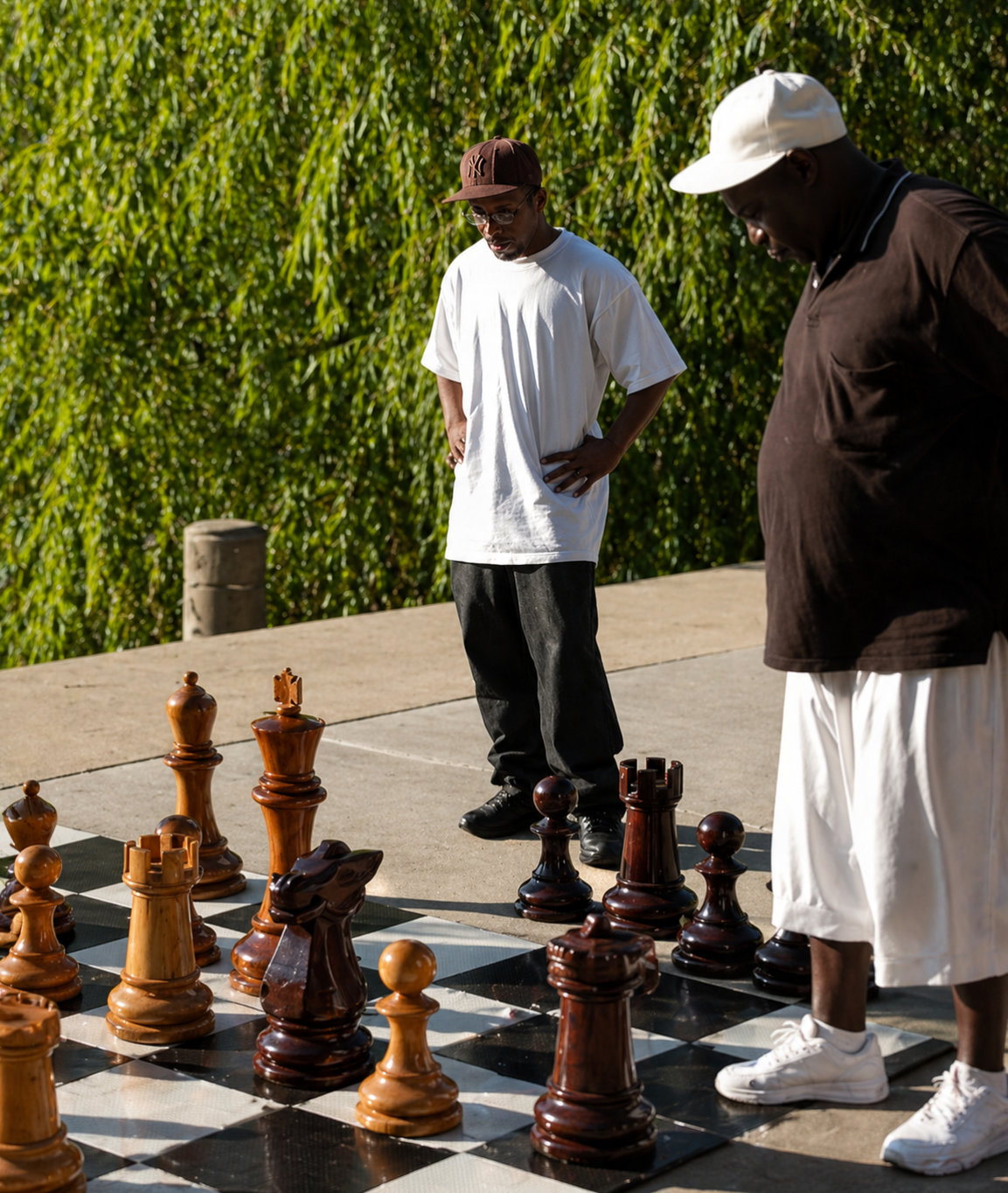 Architectural Giant Chess Design oversized outdoor chess set in luxury tropical resort environment