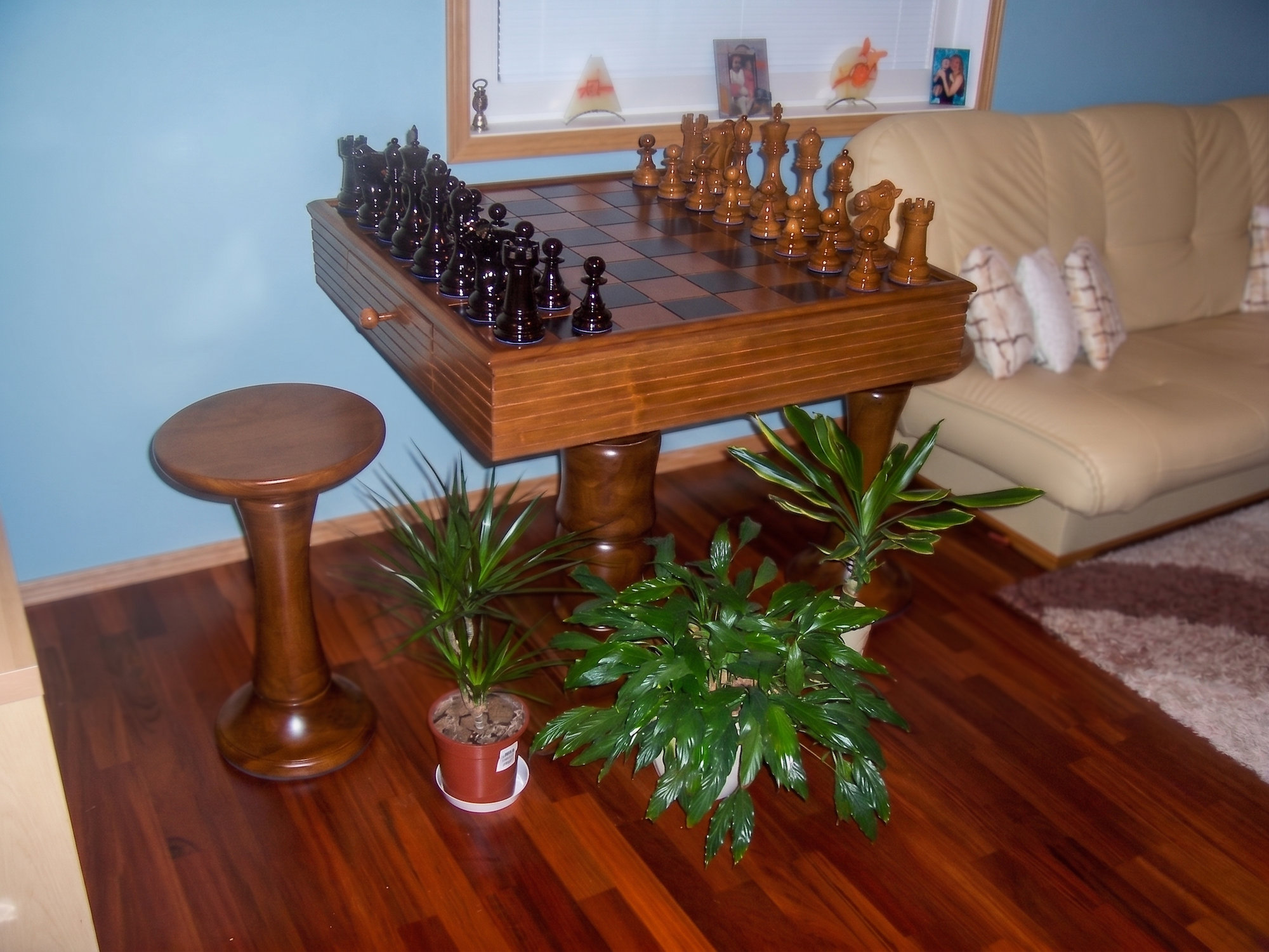 Elegant Outdoor Chess Collection oversized outdoor chess set in luxury tropical resort environment