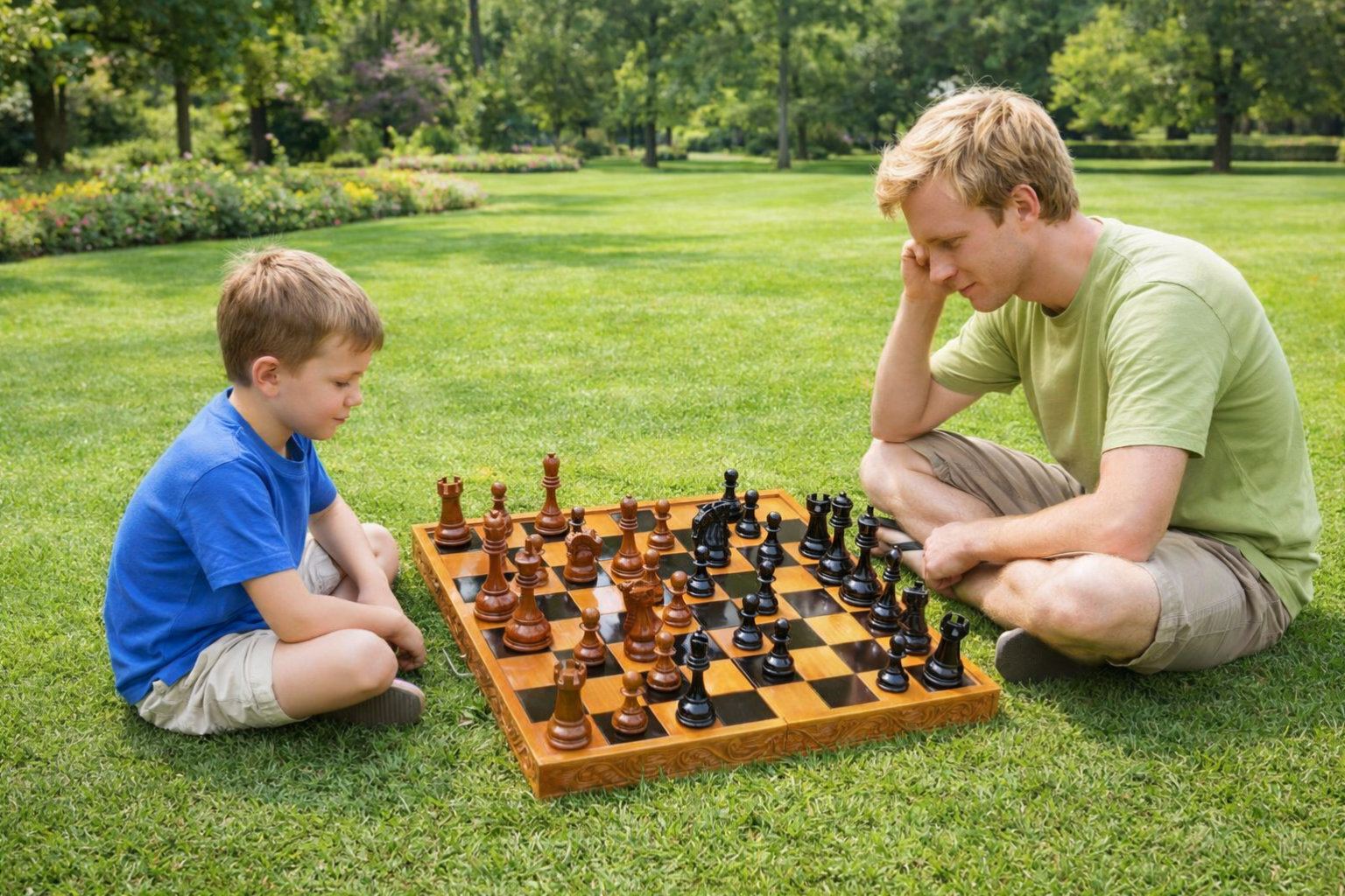Luxury Resort Giant Chess Experience oversized outdoor chess set in luxury tropical resort environment