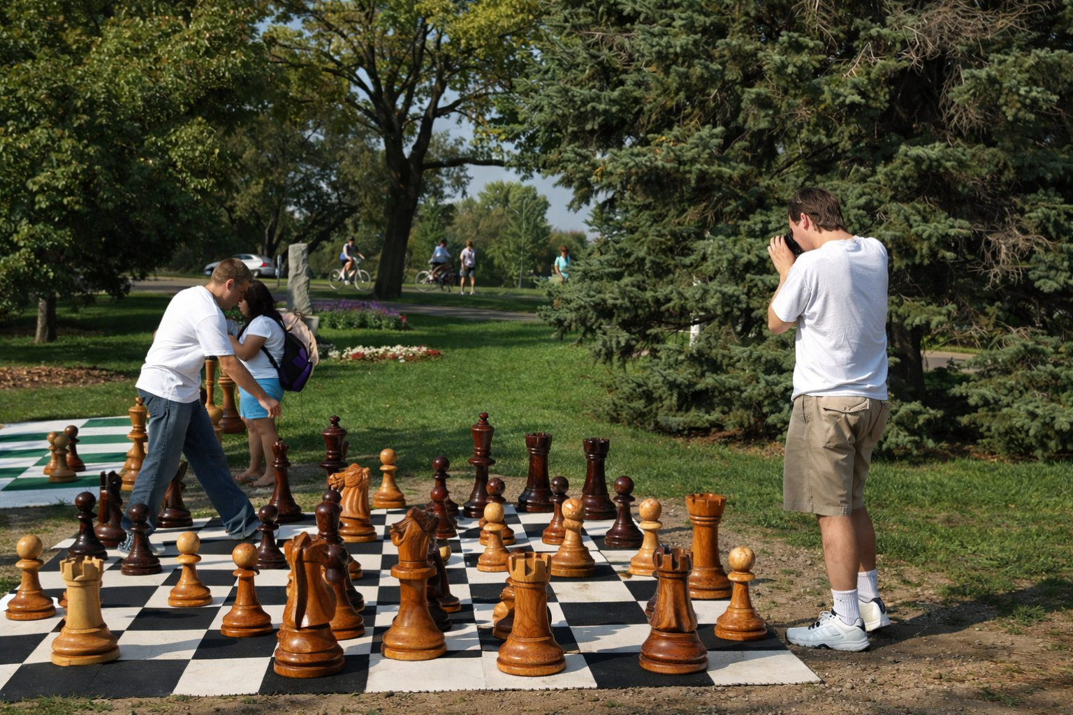 Architectural Giant Chess Design oversized outdoor chess set in luxury tropical resort environment