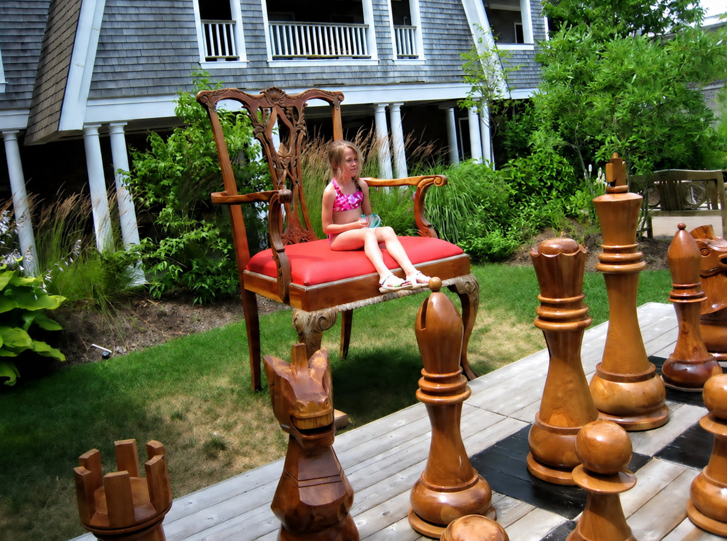 Luxury Resort Giant Chess Experience oversized outdoor chess set in luxury tropical resort environment