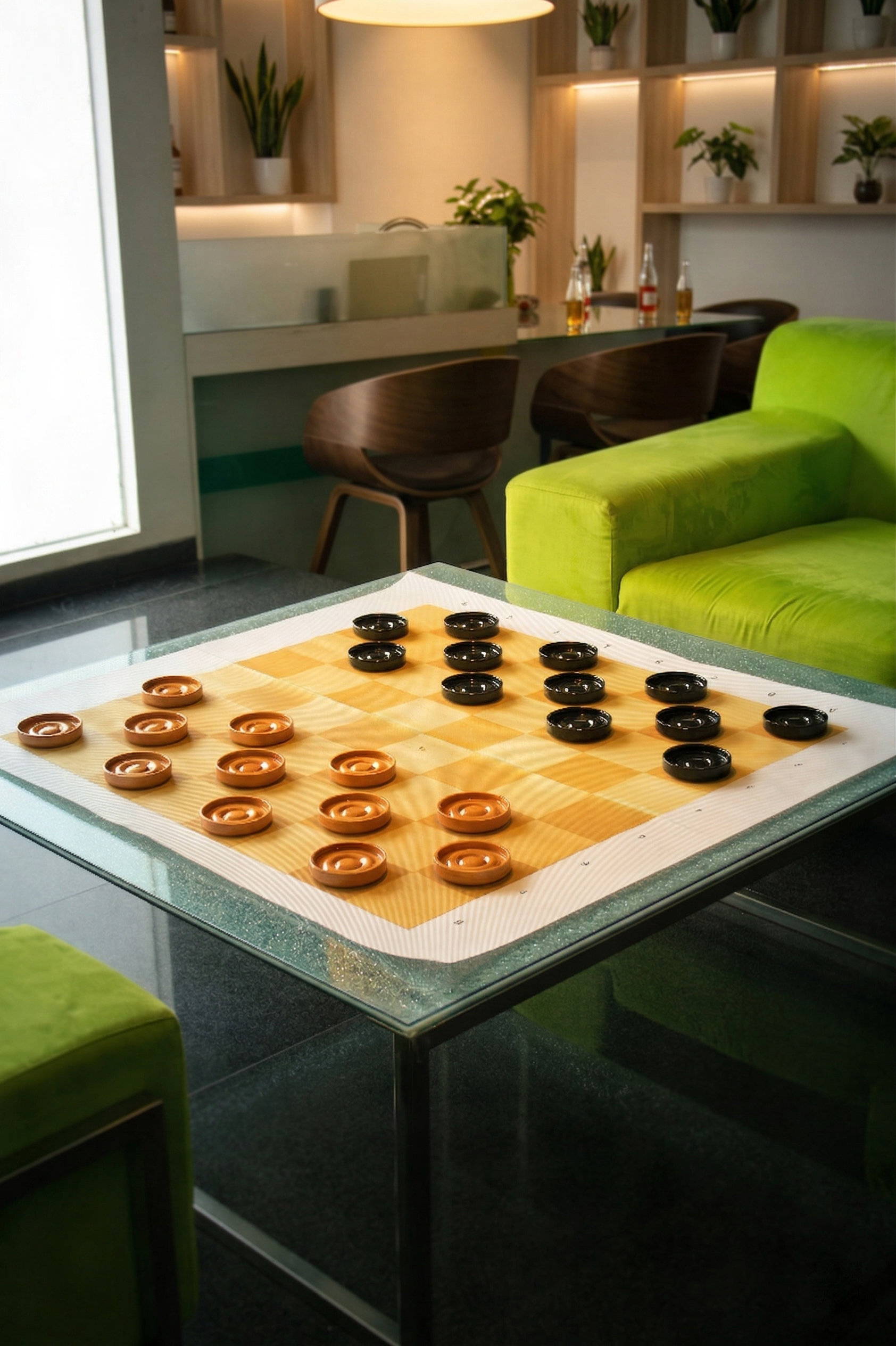 Handcrafted Giant Chess Showcase oversized outdoor chess set in luxury tropical resort environment