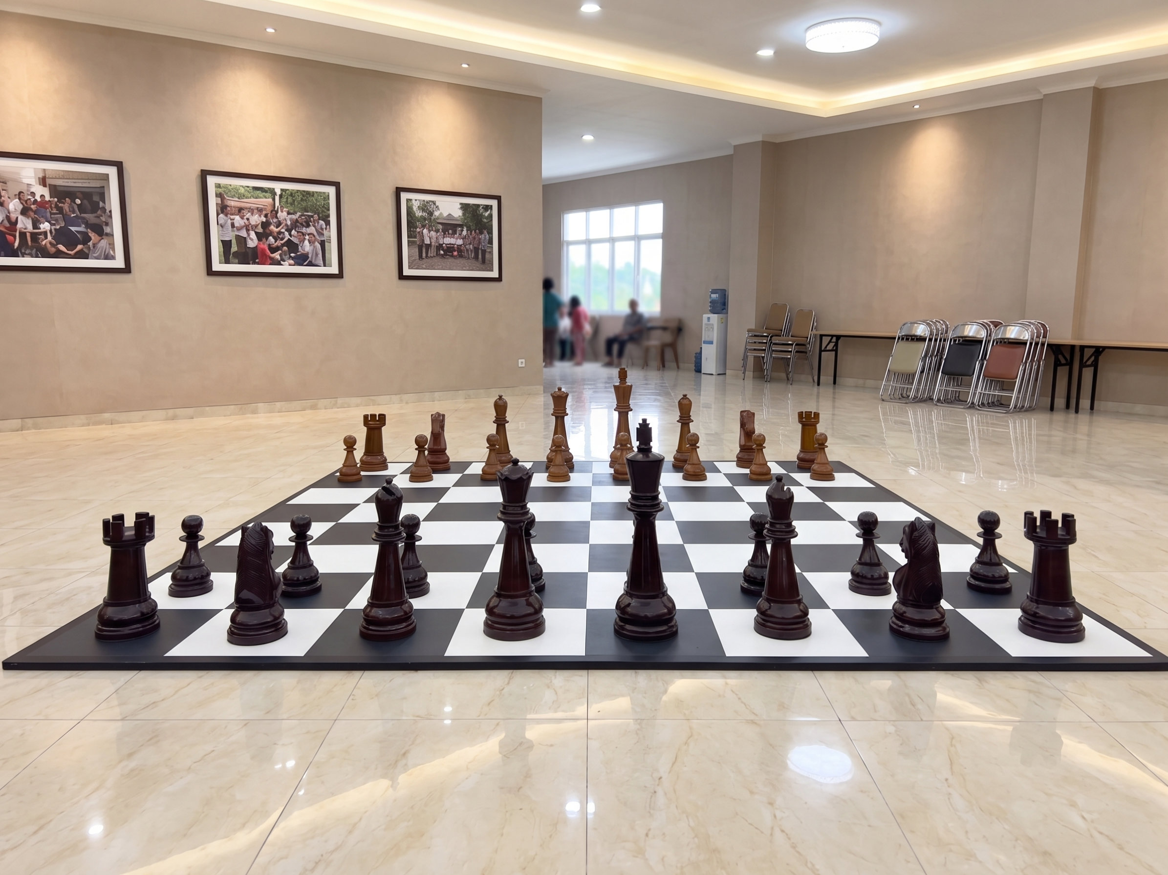 Luxury Resort Giant Chess Experience oversized outdoor chess set in luxury tropical resort environment