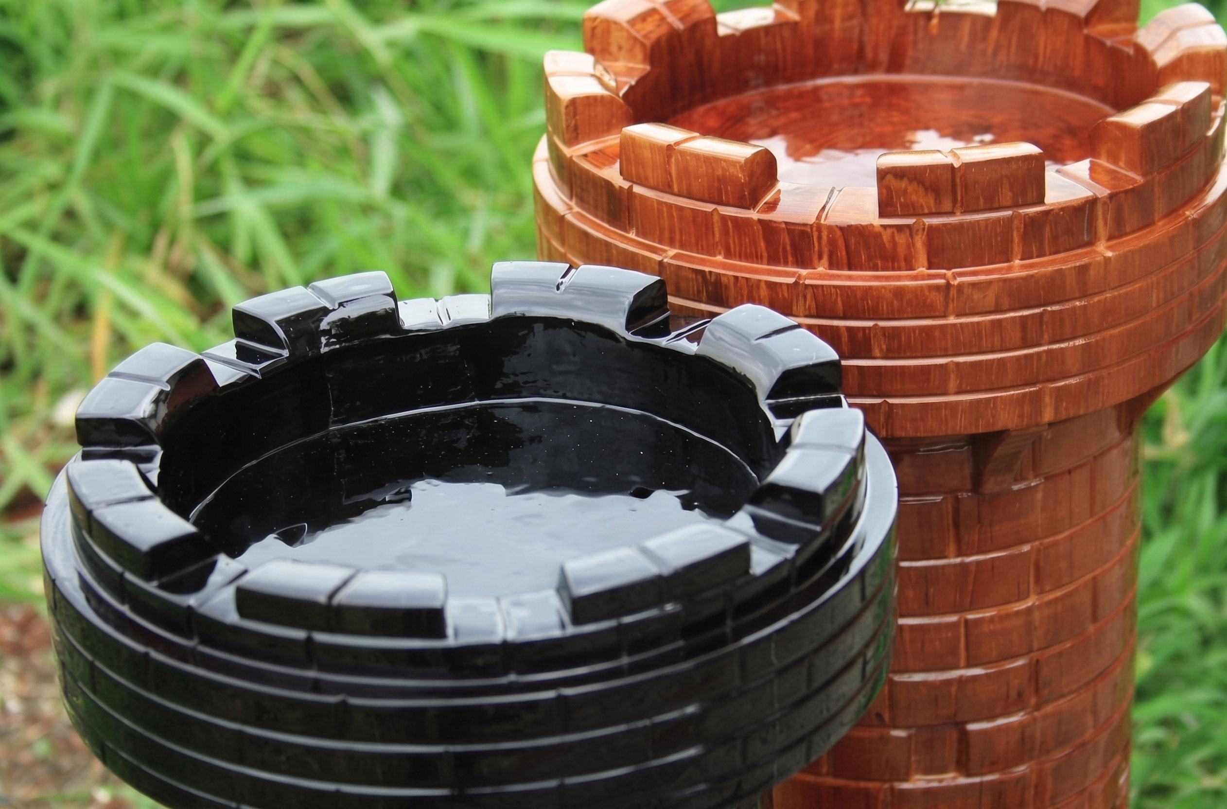Elegant Outdoor Chess Collection oversized outdoor chess set in luxury tropical resort environment