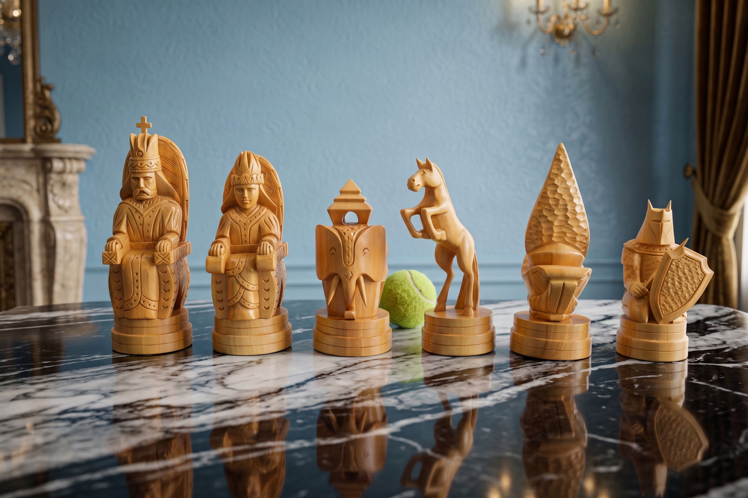 Handcrafted Giant Chess Showcase oversized outdoor chess set in luxury tropical resort environment