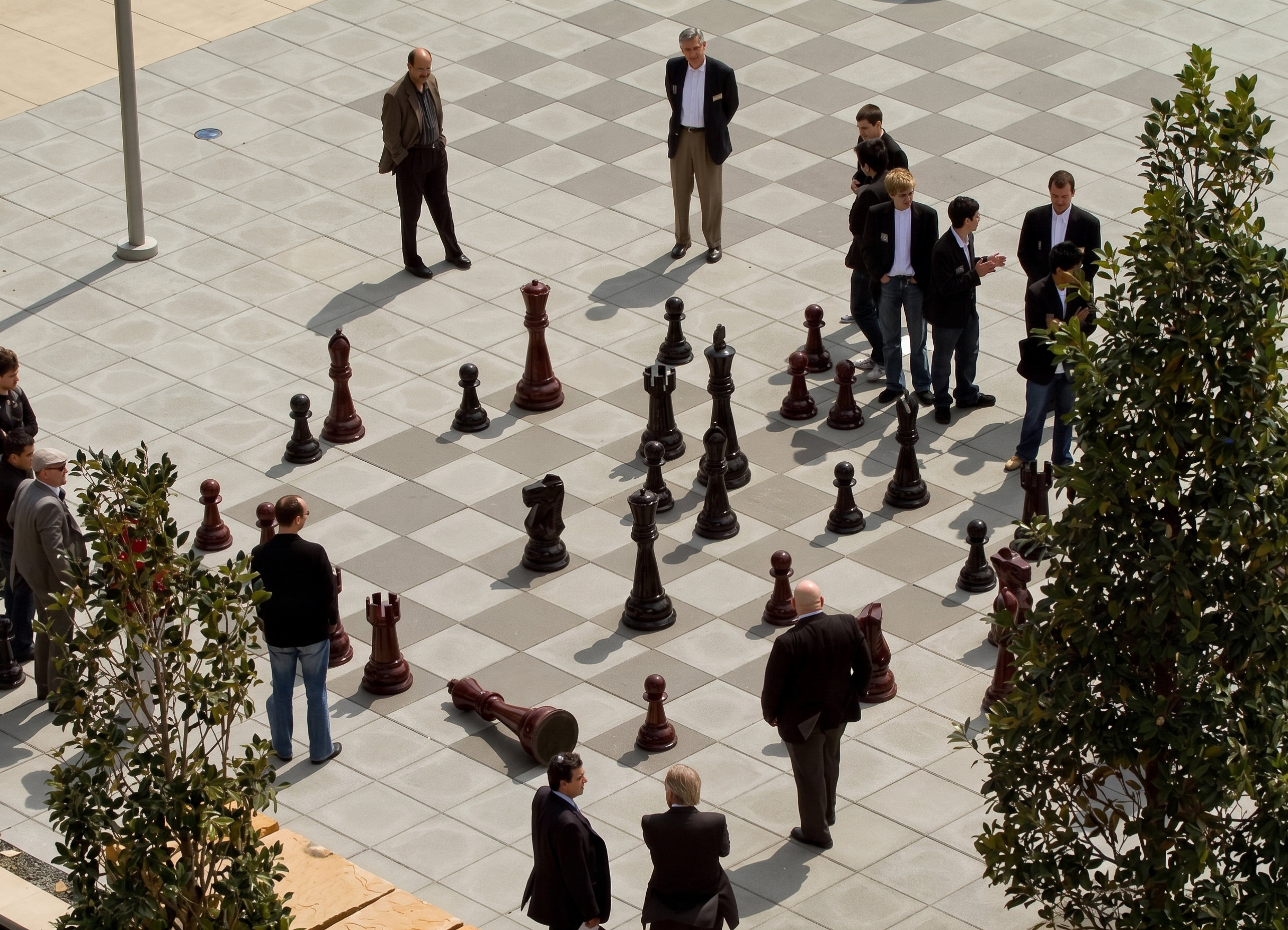 Architectural Giant Chess Design oversized outdoor chess set in luxury tropical resort environment