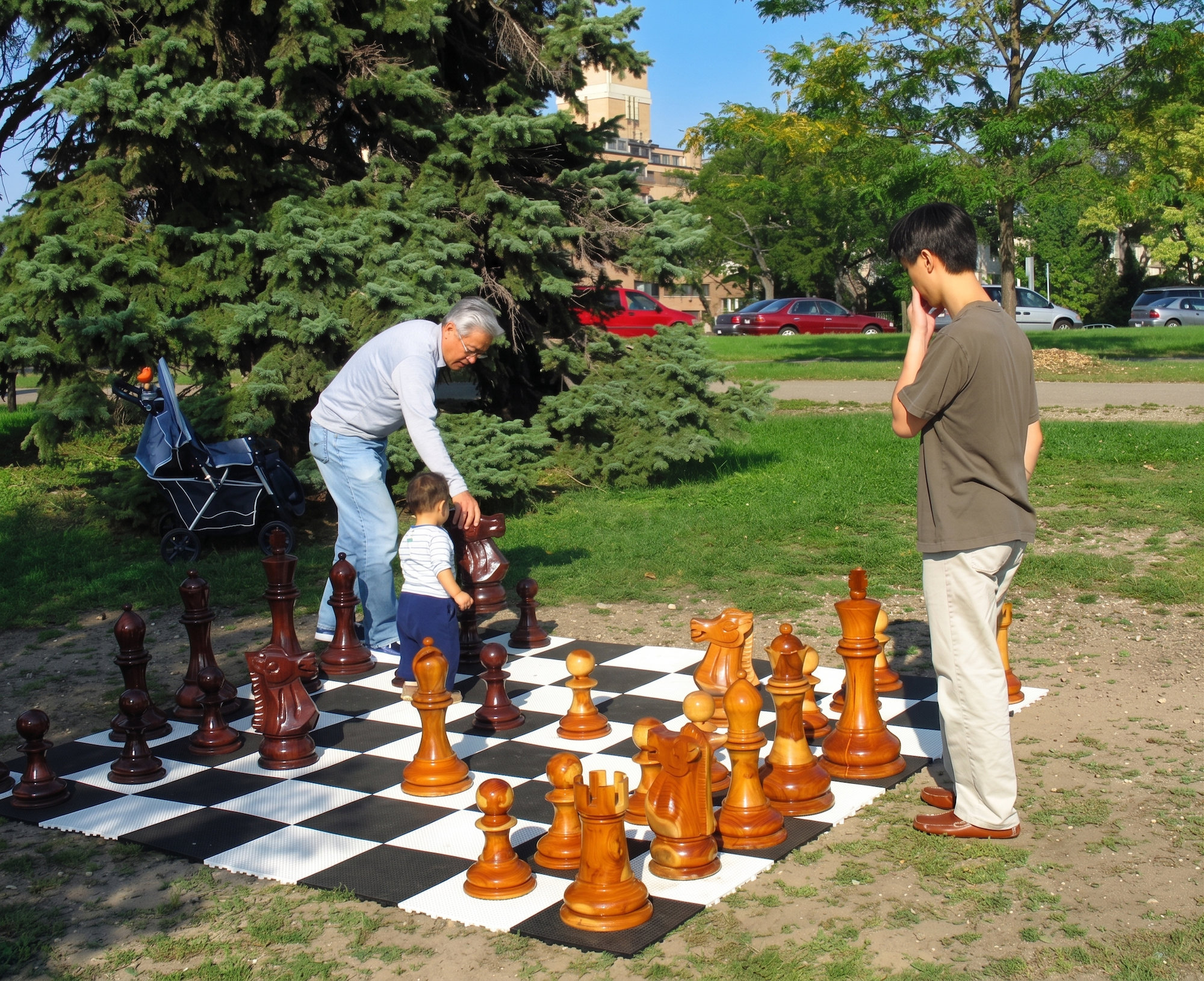 Handcrafted Giant Chess Showcase oversized outdoor chess set in luxury tropical resort environment