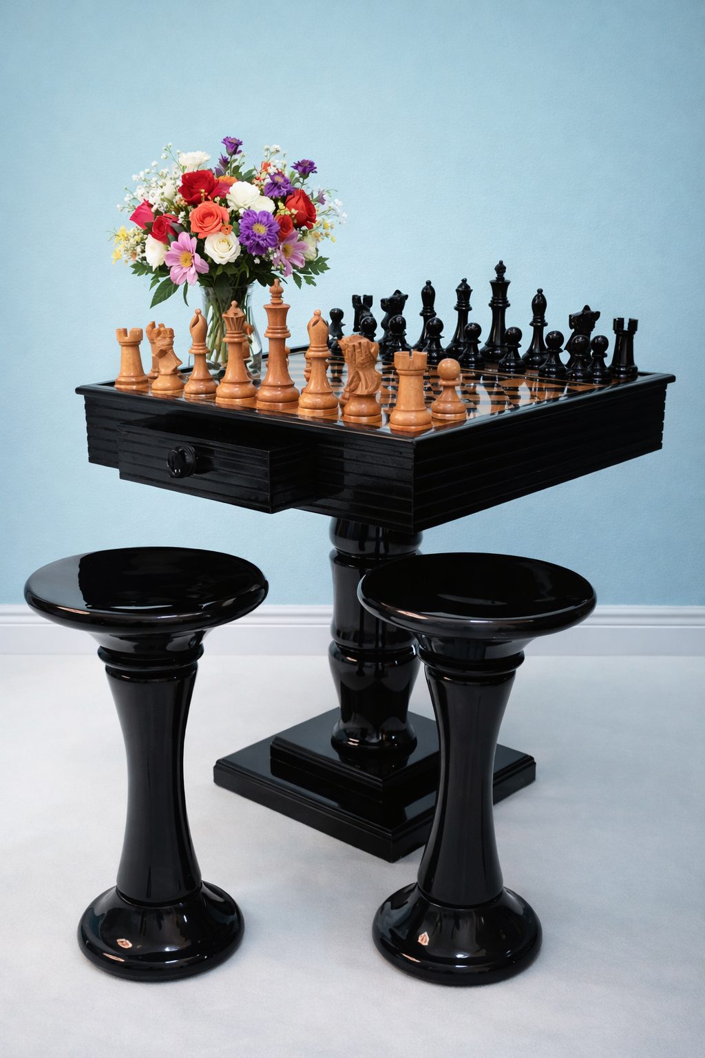 Thumbnail for A Statement of Elegance: Teak Wood Chess Table Set for Refined Living