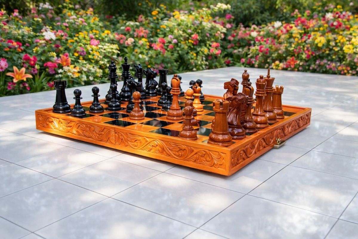 Thumbnail for Elegance in Bloom_ The Teakwood Chess Garden