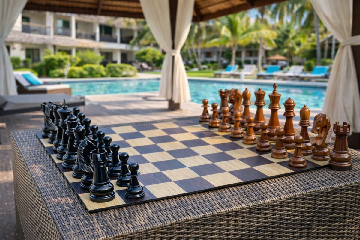 Thumbnail for Luxury by the Poolside_ Why Teak Wood Chess Sets Are Becoming the Ultimate Resort Lifestyle Statement