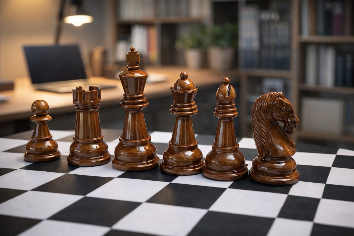 Thumbnail for Strategy Meets Elegance: Teakwood Chess in the Modern Workspace