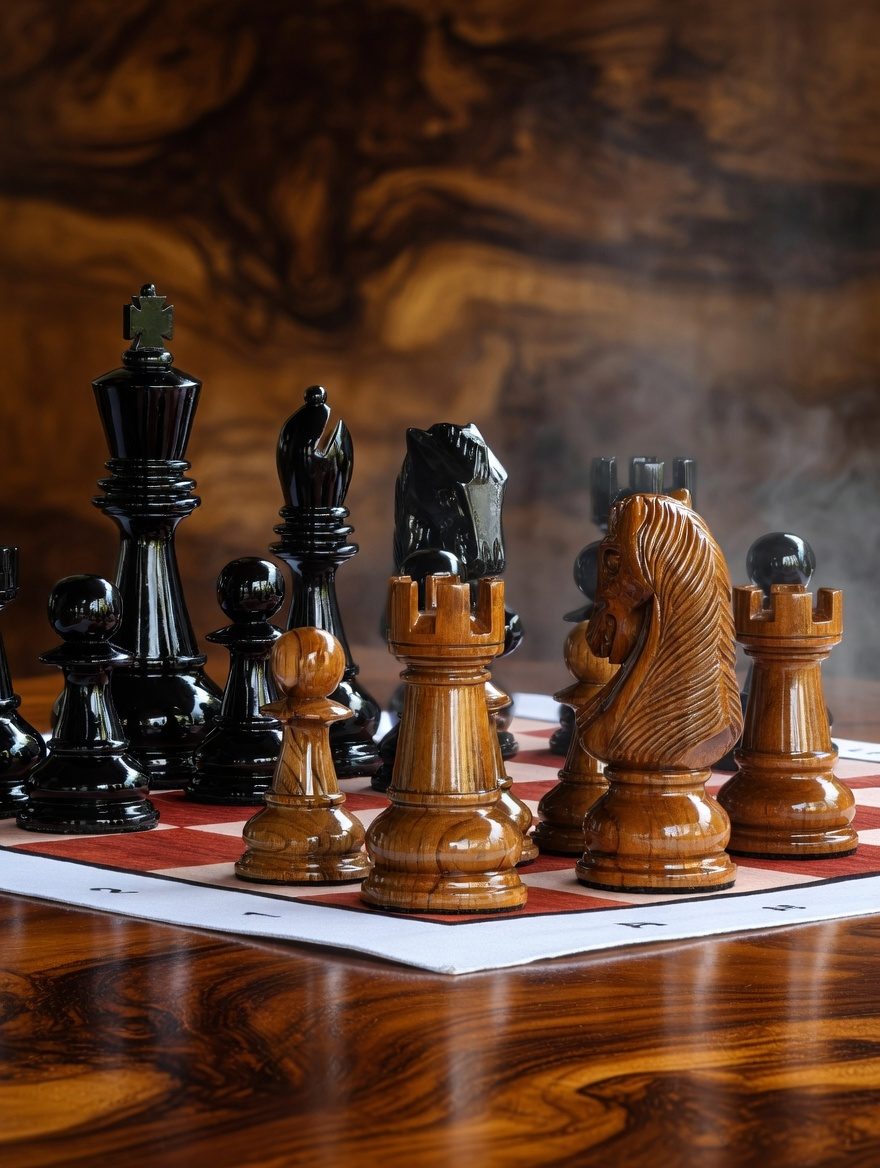 Thumbnail for The Art of Strategy: Teakwood Chess in Warm Surroundings