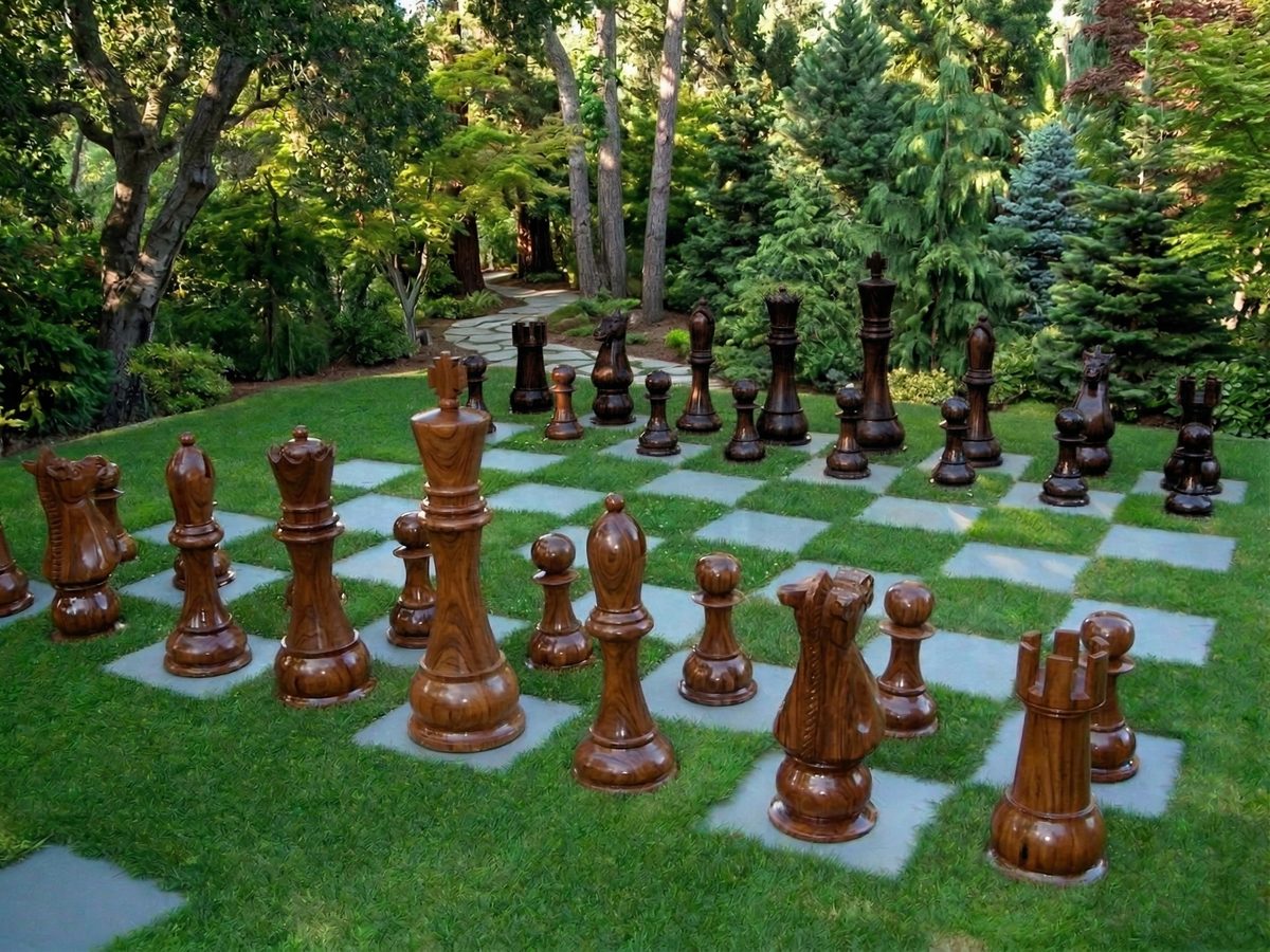 Thumbnail for The Majestic Presence of a 48-Inch Teak Giant Chess Set in Your Garden